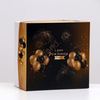 Коробка для торта "С Днём Рождения", 21,5 х 21,5 х 12 см, 1 кг – «Тортленд»